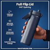 Ion8 600 ml Ash Navy Lightweight Stainless Steel Water Bottle view 4