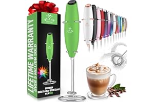 Zulay Kitchen Powerful Milk Frother Wand - Ultra Fast Handheld Drink Mixer - Electric Whisk Foam Maker for Coffee, Lattes, Cappuccino, Frappe, Matcha & Coffee Creamer - Milk Boss Clover