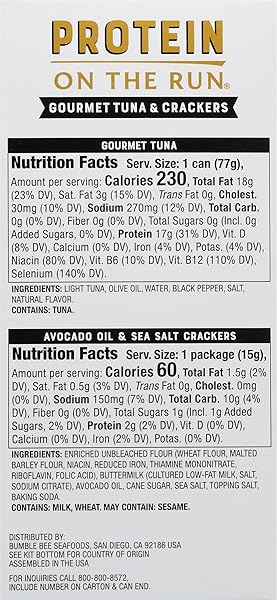 BUMBLE BEE PRIME PROTEIN ON THE RUN TUNA SNACK KIT – GOURMET TUNA MARINATED IN OLIVE OIL & BLACK PEPPER WITH CRACKERS AND SERVING UTENSIL – 19G OF PROTEIN PER SERVING