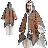 Bedsure Heated Blanket Wearable Shawl - Electric Wrap Poncho Blanket Hoodie for Adult, Birthday Gifts for Mom Women, Sherpa Heating Throw with 4 Time Settings & 6 Heat Settings, 55x64 inches, Grey