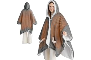 Bedsure Heated Blanket Wearable Shawl - Electric Wrap Poncho Blanket Hoodie for Adult, Birthday Gifts for Mom Women, Sherpa Heating Throw with 4 Time Settings & 6 Heat Settings, 55x64 inches, Grey