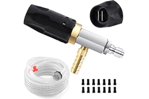 FIXFANS Adjustable Pressure Washer Long Range Nozzle 4-4.5 GPM with 45 FT Braid Hose, Downstream Injector Power Washer Spray Nozzle, External Chemical Injection, 1/4'' Quick Connect, 2500 to 4000 PSI