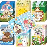 Kalysky 24Pcs Christian Bible Coloring Books for Kids, Mini Religious Jesus Stories Booklet Bulk, Easter DIY Art Drawing Book Activity Supplies for Church Sunday School Classroom Rewards Party Favors