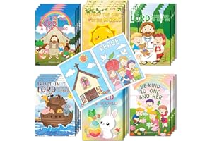Kalysky 24Pcs Christian Bible Coloring Books for Kids, Mini Religious Jesus Stories Booklet Bulk, Easter DIY Art Drawing Book