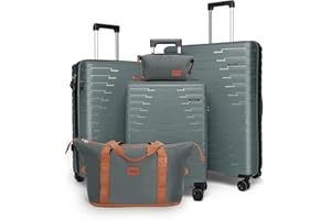 Cosbarn Luggage Sets 5 Piece, Suitcases with Wheels, PP Hard Case Luggage with Upgraded Shock-absorbing Spinner Wheel&TSA Lock, Carry On Luggage Set