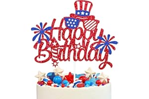 YOYMARR Independence Day Birthday Cake Decoration 4th of July Independence Day Patriotic National Day Theme for Kids Boy Girl Men Women Happy Birthday Party Supplies