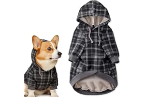Pet Passion Rocky II - The Extra Comfy Hoodie, Organic Cotton and Recycled Poly Dog Hoodie Pet Coat Sweater for Small, Medium, Large Dogs​​, Black Sand Plaid, Small