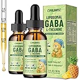 2 Pack Liposomal GABA L-Theanine Drops for Kids - Liquid GABA Supplement with Magnesium, Chamomile, Lemon Balm & Vitamin B6 - Support Relaxation, Focus & Stress Relief for Kids & Adults - Pineapple