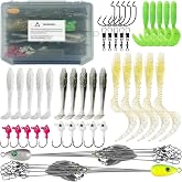 FREE FISHER 43Pcs Alabama Rigs Kit 2 Set 5 Arms Umbrella Rigs with Jig Head Hooks Swimbait Paddle Tail for Bass Crappie Striper Trout Salmon