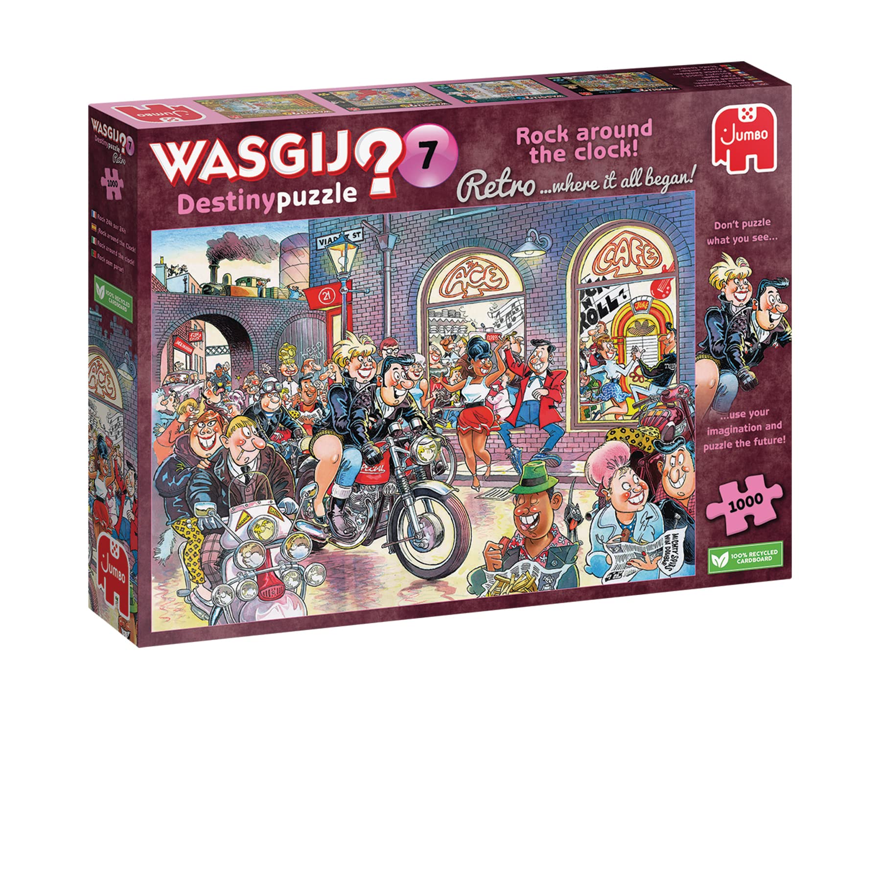 Wasgij Retro Destiny 7, Rock around the Clock - 1000 Piece Jigsaw Puzzles for Adults - Challenging & Brainteasing Adults Jigsaw Puzzle - Puzzle the Future - 100% Recycled Cardboard - 1000pcs - Jumbo