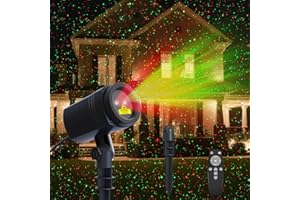 ATAEFR Christmas Projector Lights Outdoor, Firefly Show Christmas Decorations, Red and Green Stars Holiday Projector Lights, Waterproof Remote Timer, Garden Indoor Christmas Wedding Home Party Gift