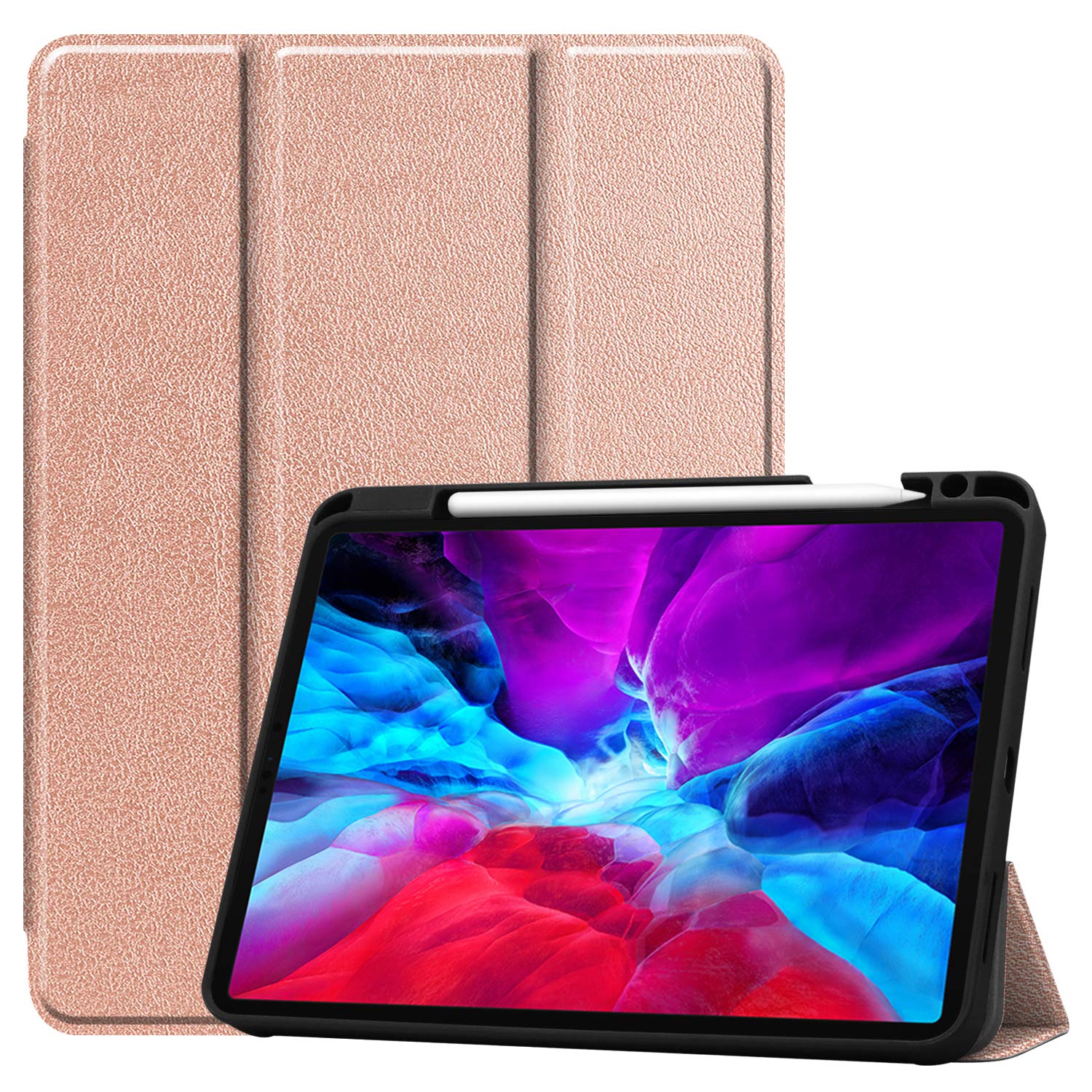 Lobwerk Protective Case with Pen Holder for Apple iPad Pro 12.9 Inch 2020 Case Protective Case Stand Bronze