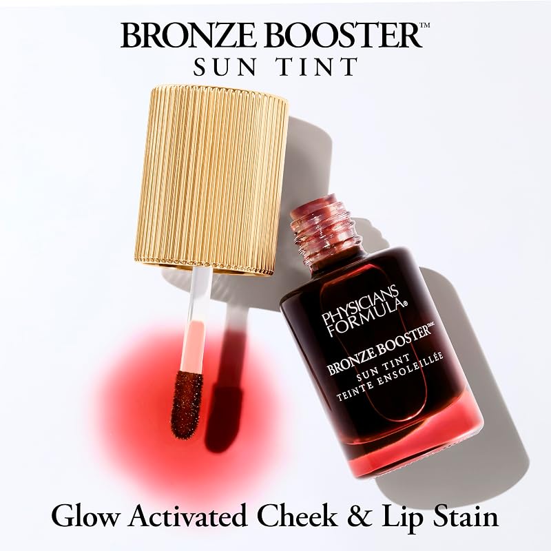 , Bronze Booster Cheek and Lip Stain, Infuso con Niacinamide, Fosfolipidi e Vitamine C ed E, Lunga Durata, Incarnato Naturale e Luminoso, Bronze Tint