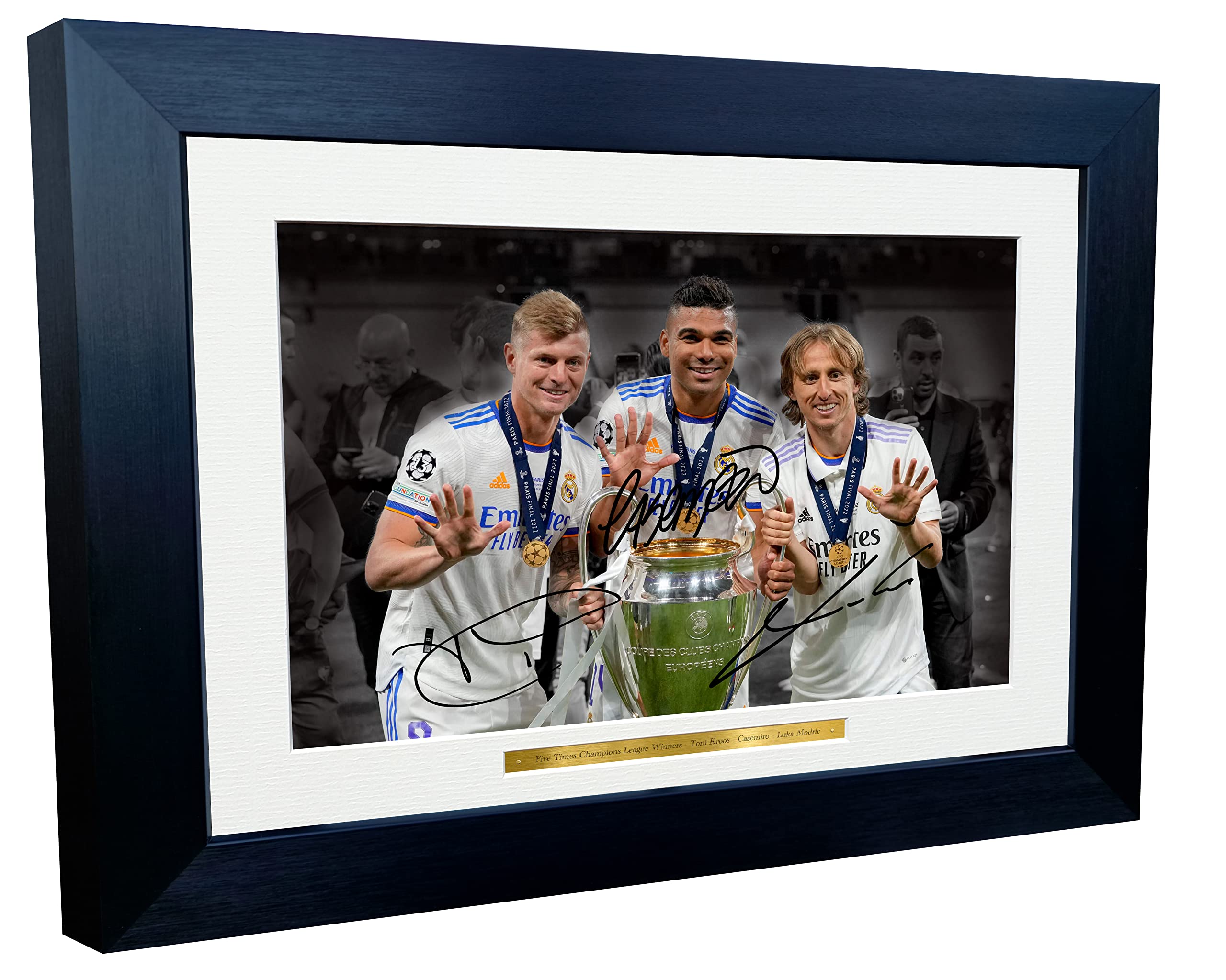 Kitbags & Lockers 12x8 A4 Toni Kroos Casemiro Luka Modric 5 Times Champions League Winners Real Mardrid Autographed Signed Photo Photograph Picture Frame Football Soccer Poster Gift
