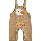 Emmababy Western Corduroy Overalls Baby Boy Girl Duck Jumpsuit Infant Winter Romper Suspender Pants Overalls with Pockets