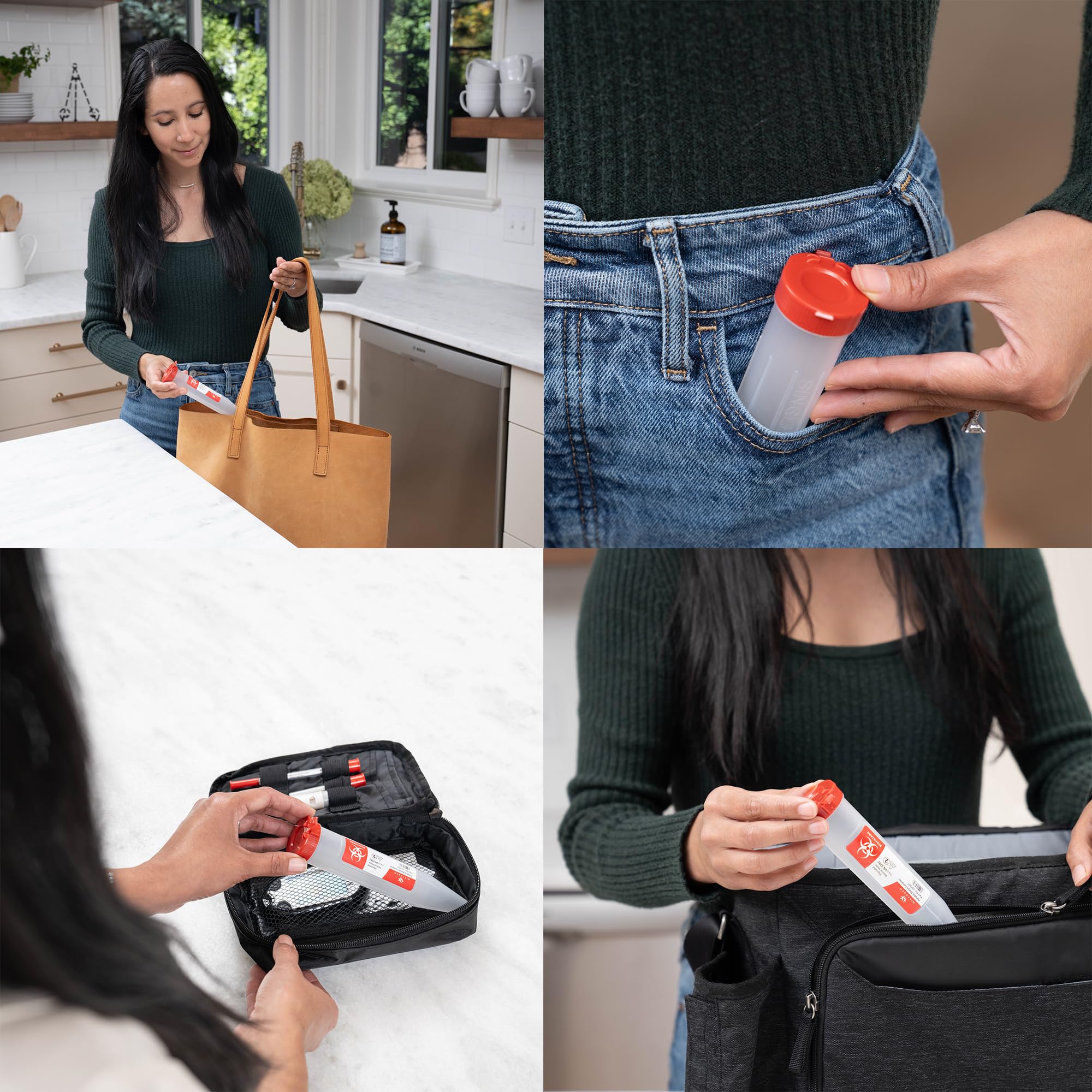 Single Use Travel Sharps Container - Transportable Sharp Containers for Needles, Syringes - Portable Small Sharps Container with Locking Lid - Puncture Resistant Needle Disposal Containers