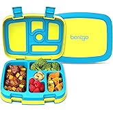 Bentgo Kids Bento-Style 5-Compartment Leak-Proof Lunch Box - Ideal Portion Sizes for Ages 3 to 7 - Durable, Drop-Proof, Dishwasher Safe, PFAS & BPA-Free & Made with Food-Safe Materials (Citrus Yellow)