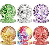 CLIYTICA 72pcs Disco Party Paper Plates,Shining Disco Ball Dessert Plates,7inch Disposable 70s Party Decorations,for Birthday Wedding Bachelorette Rock Roll Dance Music