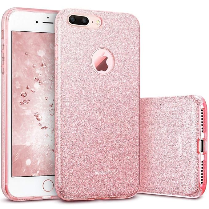 ESR kompatibel mit iPhone 7 Plus Hülle,Glitzer Hybrid Schutzhülle [Weiche TPU Abdeckung + Glitzer Papier + PP innere Schicht]