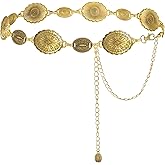 AGEN KGEN Western Concho Belt for Women Cowgirl Metal Belt Vintage Boho ChainBelt for Dresses Jeans & Country Concert Outfit
