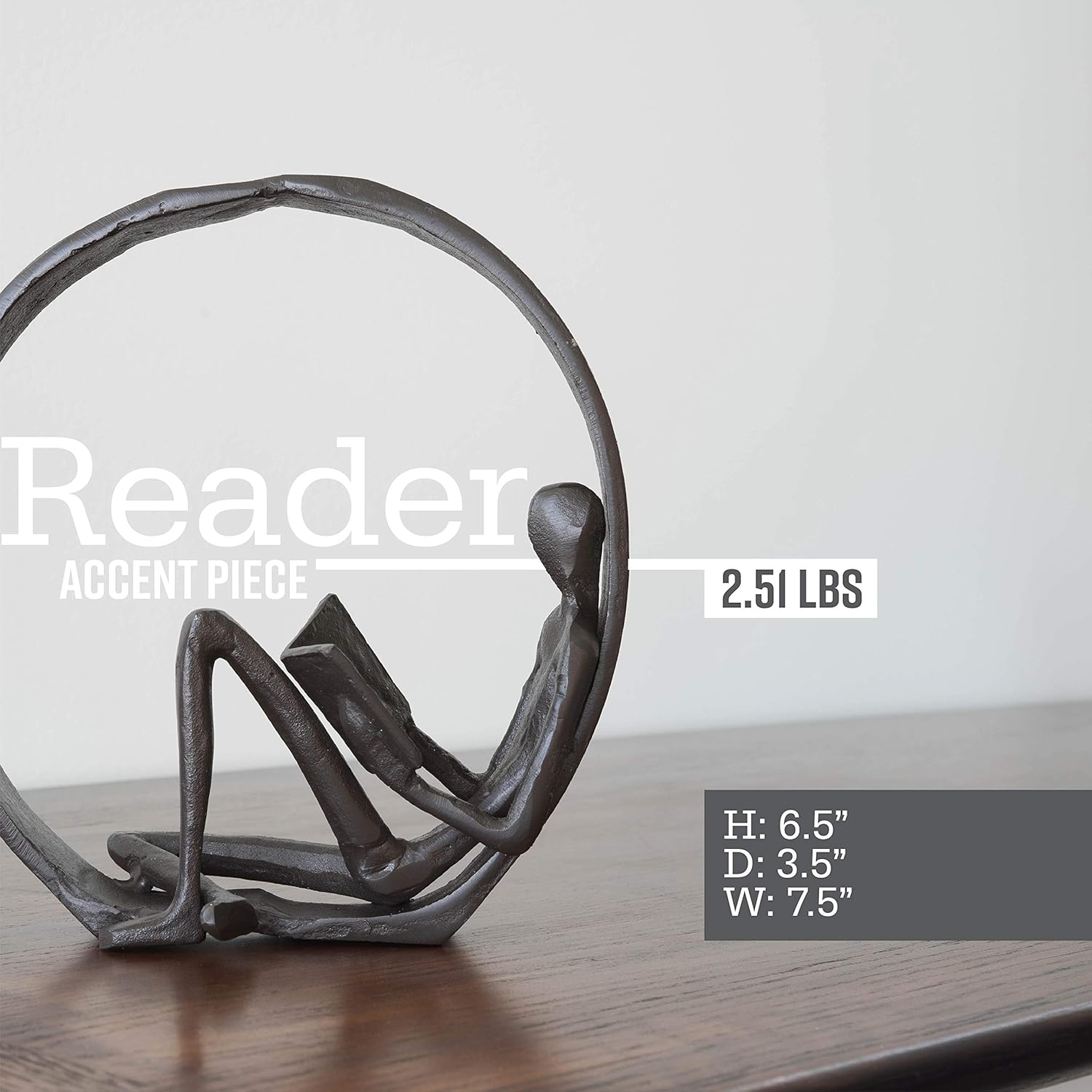 Danya B Small Iron Sculpture Accent Piece, Gift for Readers, Teachers, and More, Old-Fashioned Decorative Object for Home, Office, Table and Desktop Decor: Home & Kitchen
