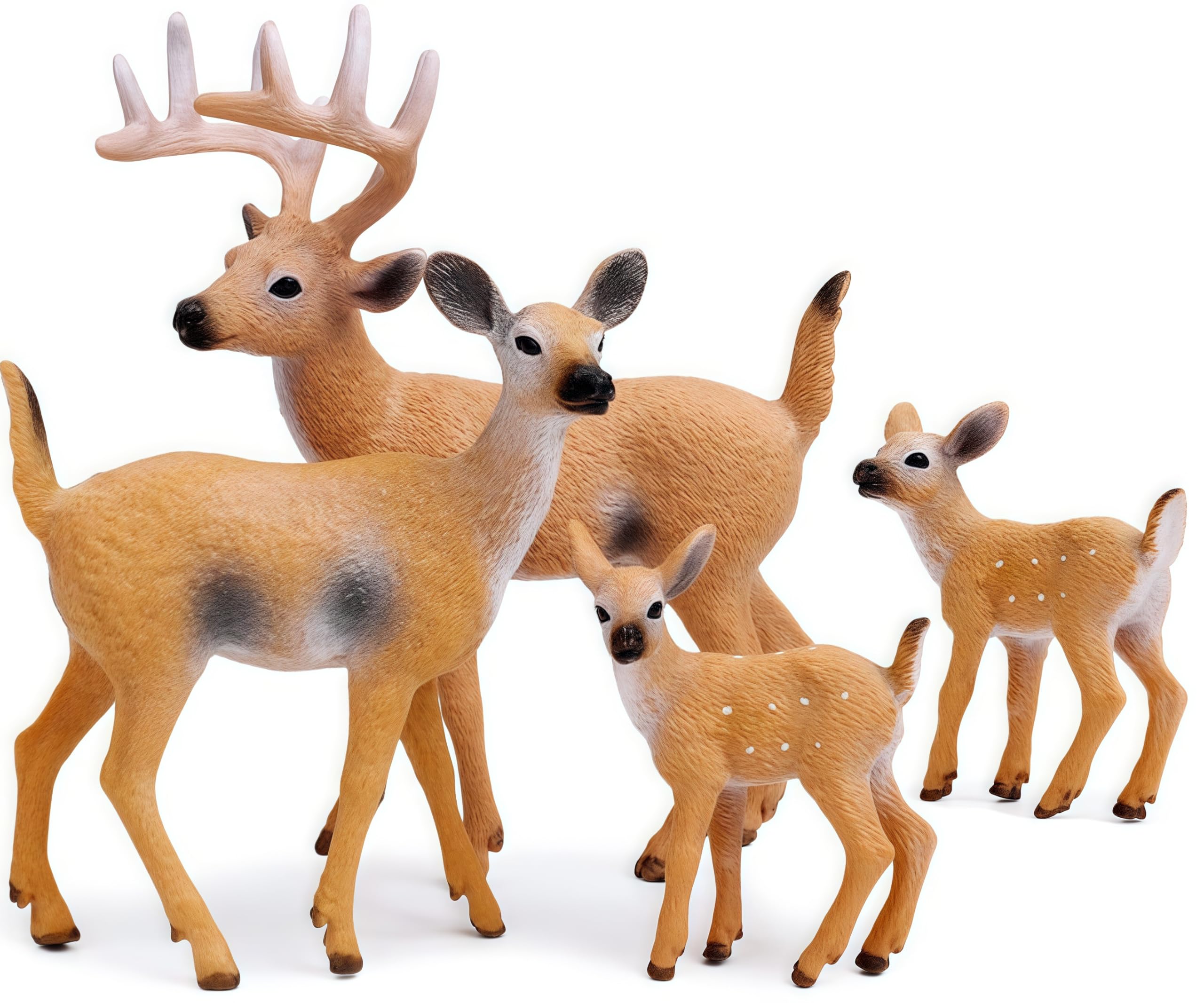 Photo 1 of Gemini&Genius Animal Toys Whitetail Deer Figurines with Cub, 4Pcs Reindeer Family Woodland Animal Toys, Great for Kids Party Favors, Treasure Box Prizes, Goodie Bag Fillers, Family Fun or Cake Toppers