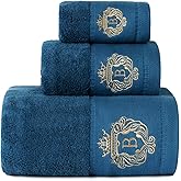 WDTBFY Luxury Bathroom Super Soft and Highly Absorbent Premium 100% Cotton Bath Towel Set for Gifts (Blue-B)