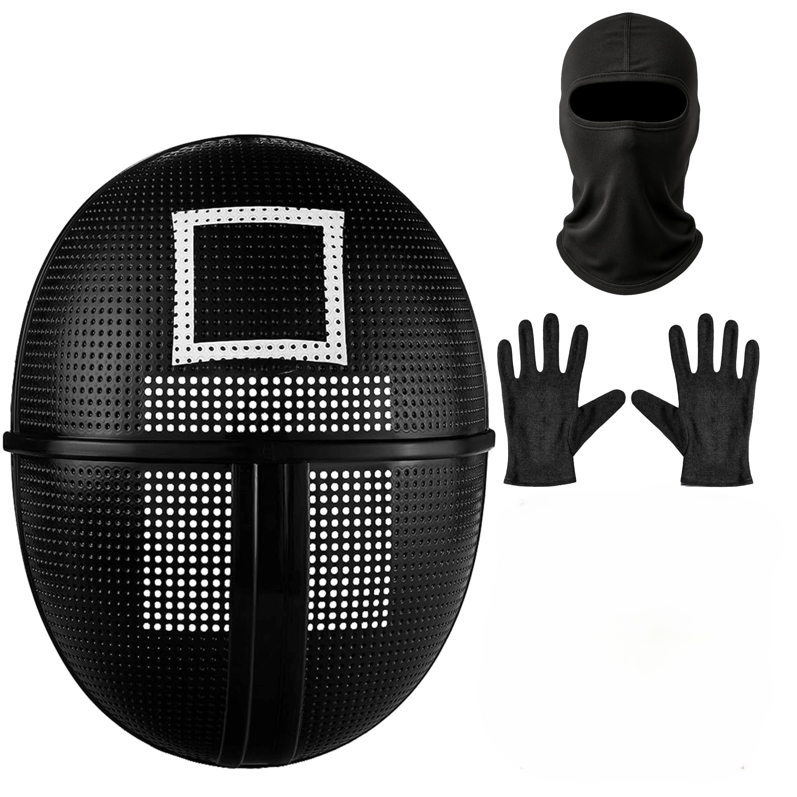 Balinco The Game Mask + Balaclava + Black Gloves + 1x Game Card for Halloween, Carnival & Carnival as Costume for Men & Women (Square)