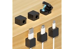 VORTEXAIN 6 Pack Magnetic Cable Clips Cord Holder Charger Organizer Office Accessories Under Desk Wire Management Phone Charging Cords Keeper Holders for Nightstand Home Desktop Bedside Table Electronics Black