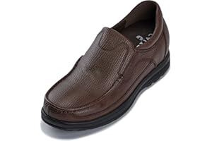 CALTO Men's Invisible Height Increasing Elevator Shoes - Leather Slip-on Lightweight Casual Loafers - 3.2 Inches Taller