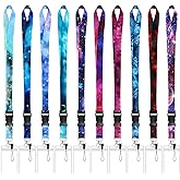 Clabby 10 Pack Lanyard for Key Space Starry Sky Galaxy Lanyard with 10 Clear ID Badge Holders Phone Strap with Spring Clip for Women Neck Space Men Name Tag Holders