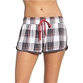 P.J. Salvage Womens Flannel Pajama Shorts, Grey, Small