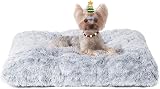 EHEYCIGA Fluffy Small Dog Crate Bed Calming Non Slip Grey 60x45x7.5cm view 8