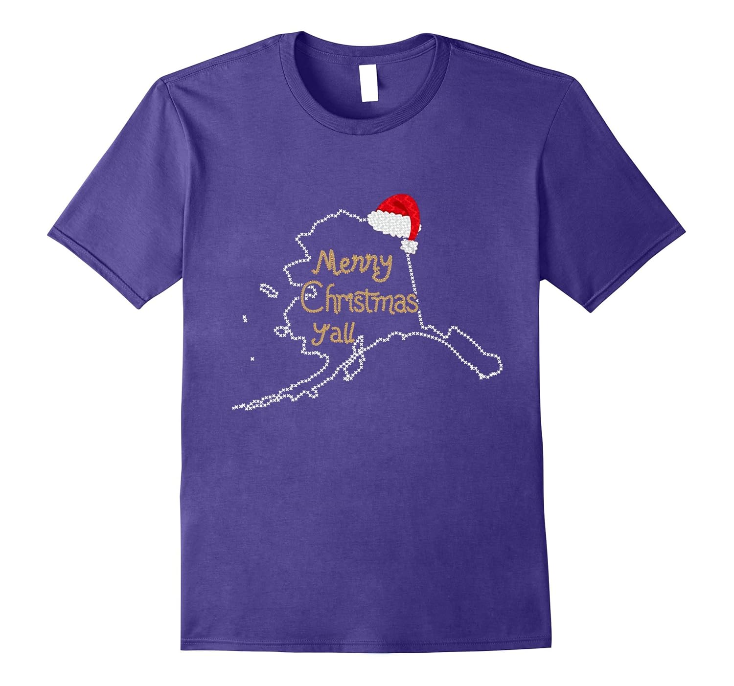 Alaska Christmas T-Shirt Merry Christmas Y'all Santa Hat-ANZ