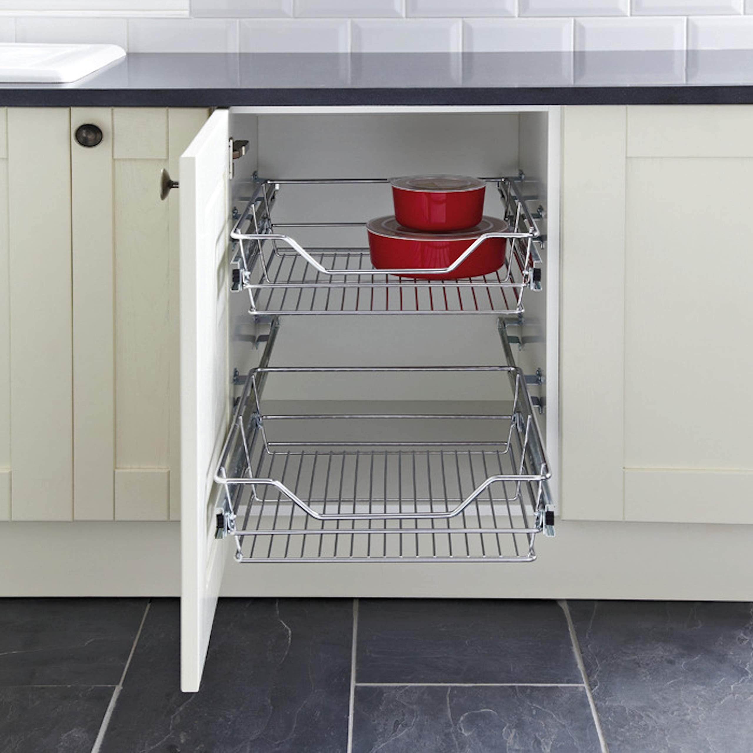 Pull Out Wire Basket Set Linear Version x2 600mm by ECF