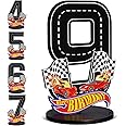 MiniInflat Race Car 9th Birthday Number Sign Centerpiece Race Car Theme 9th Birthday Party Supplies Wooden 9th Table Decoration Photo Props for Boys Three Years Old Birthday