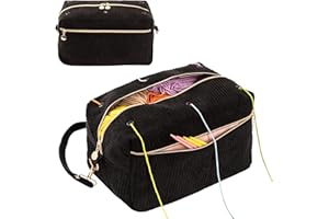 AGX Bravo Small Crochet Bag Organizer Knitting Bag Yarn Holder Storage Bag Crochet Hook Case for Women Crocheting Bags Organizer for 20x1.7oz Yarn Skeins and Crochet Knitting Accessories (D-Black)