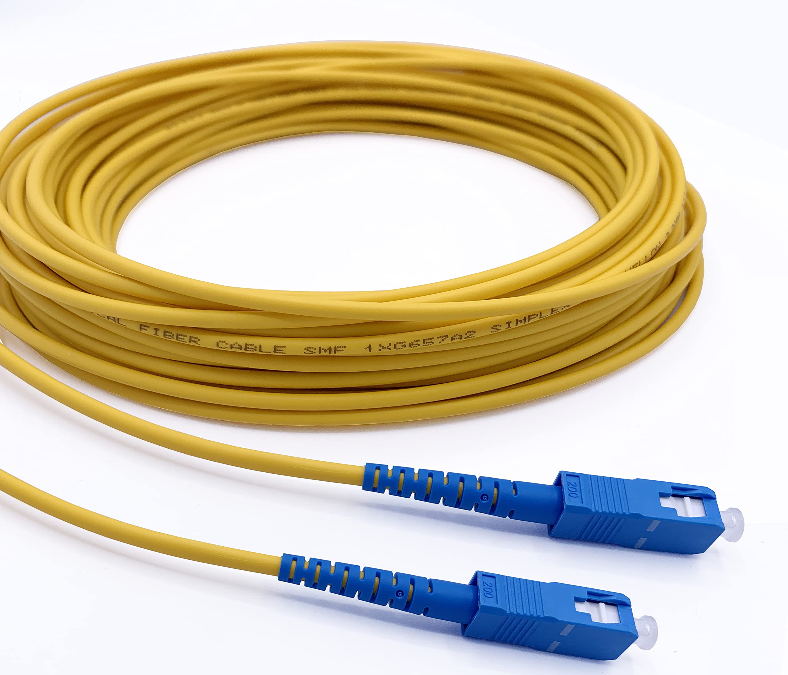 Elfcam® - Cable a Fibre Optique SC/UPC a SC/UPC Monomode Simplex OS2 9/125µm, Jaune (2M)
