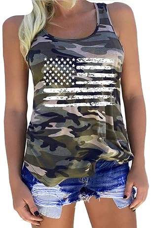 Women's American Flag Patriotic Tank Top - "Loves Jesus & America" Graphic Tee For 4th Of July