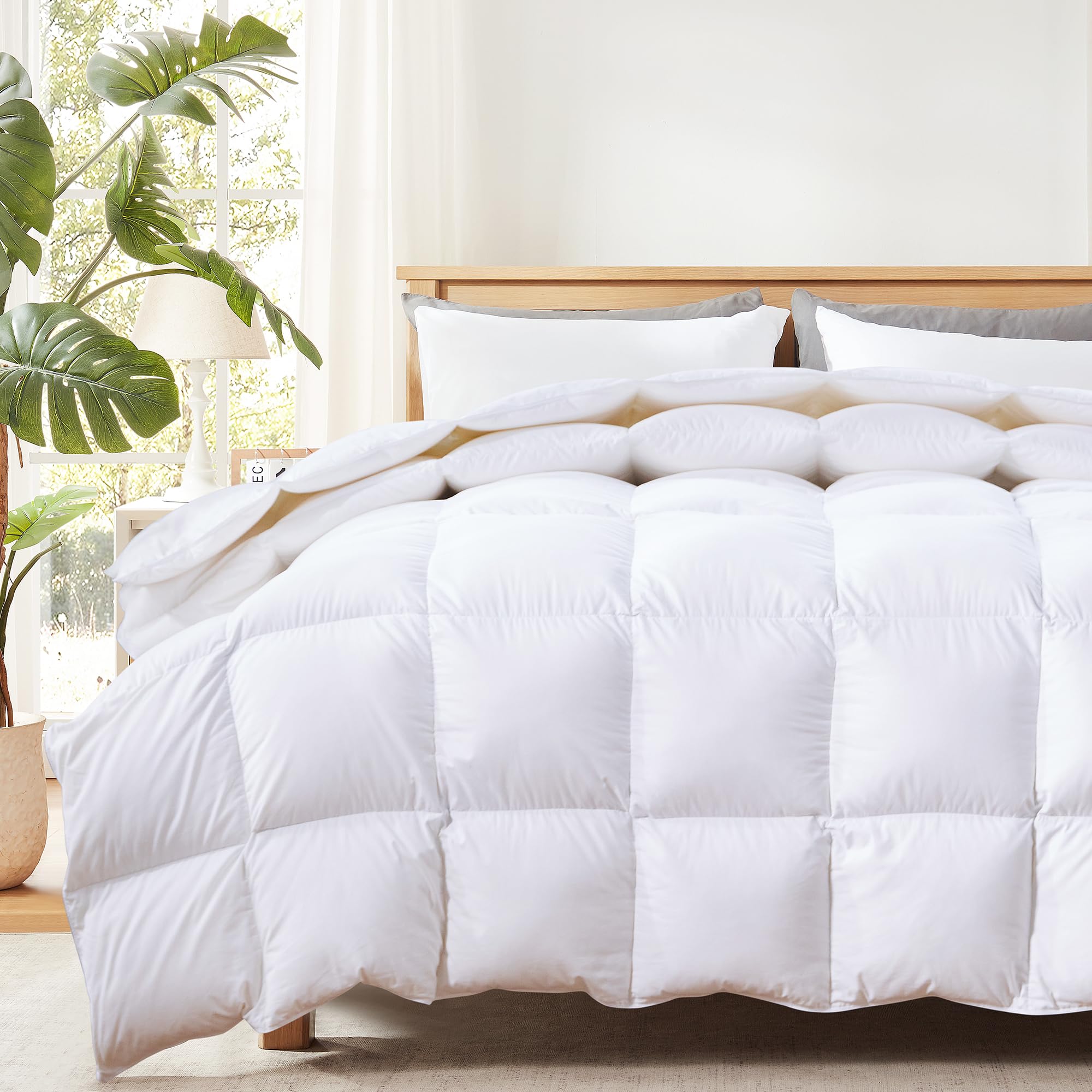 Cosybay All Season Feather Comforter Filled with Feather & Down California King Size- Ivory White California King Size Duvet Insert