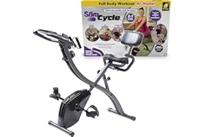 BulbHead As Seen On TV Slim Cycle Stationary Bike, Most Comfortable Exercise Machine, Thick, Extra-Wide Seat & Back Support Cushion, Recline or Upright Position, Twice The Results in Half The Time