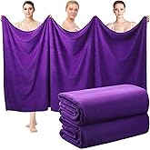 Mixweer 2 Pcs Oversized Bath Towels, 40 x 80 Inch Giant Microfiber Jumbo Bath Sheets Ultra Soft Bathroom Microfiber Quick Dry Absorbent Shower Towels for Spa Camping Beach (Dark Purple)