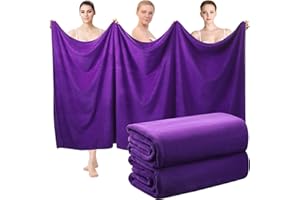 Mixweer 2 Pcs Oversized Bath Towels, 40 x 80 Inch Giant Microfiber Jumbo Bath Sheets Ultra Soft Bathroom Microfiber Quick Dry Absorbent Shower Towels for Spa Camping Beach (Dark Purple)