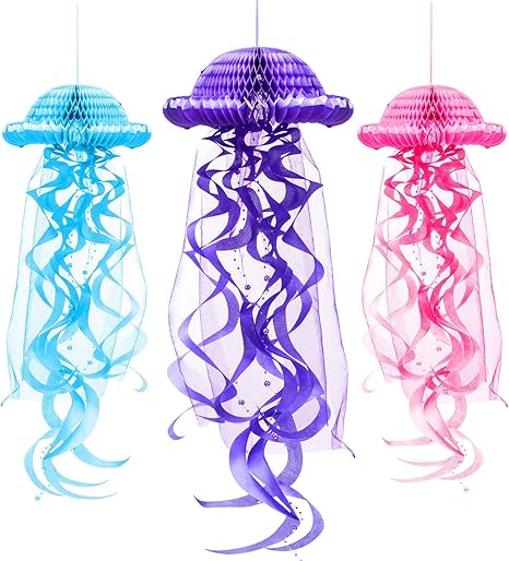 pics Tissue Paper Jellyfish outus 3 pieces paper honeycomb paper jellyfish lantern tissue honeycomb ball hanging decoration 3 colors