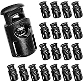 Ceemiaa 20 Pack Black Plastic Spring Cord Locks – Drawstring & Paracord Toggle Stoppers for Hoodies, Shoes, Bags and More