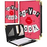 Slohif Server Book for Waitress Cute Serving Books with Zipper Pocket Accessories Leather Server Check Book Restaurant Waiter Server Booklet Organizer Ticket Book Holder Lip
