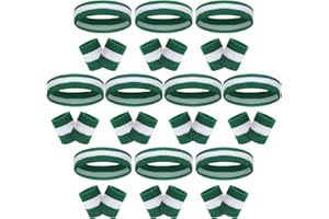 Samoyee 30 Pcs Sweatbands Wristbands Set Absorbent Terry Cloth Headbands Wristbands Neon Color Striped 80s Athletic Sweatbands for Sports Gym Exercise