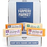 Farmers Market Cheddar &amp; Monterey Pepper Jack Wisconsin Cheese Gift Set | Vermont Sharp, Smokey Cheddar, Pepper Jack &amp; Garlic Herb White Cheddar for Charcuterie Board, Cheese Platters &amp; Snack Box