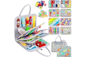 Esjay Busy Board for Toddlers, Busy Book Montessori Toys for 1 2 3 4 Year Old, Sensory Board Learning Activities for Fine Motor Skills, Gifts for Boys Girls, Travel Toys for Airplane Car