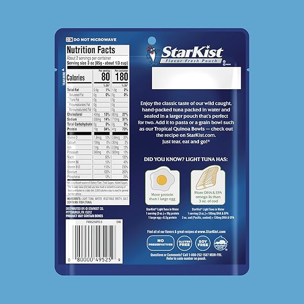 STARKIST CHUNK LIGHT TUNA IN WATER, 6.4 OZ